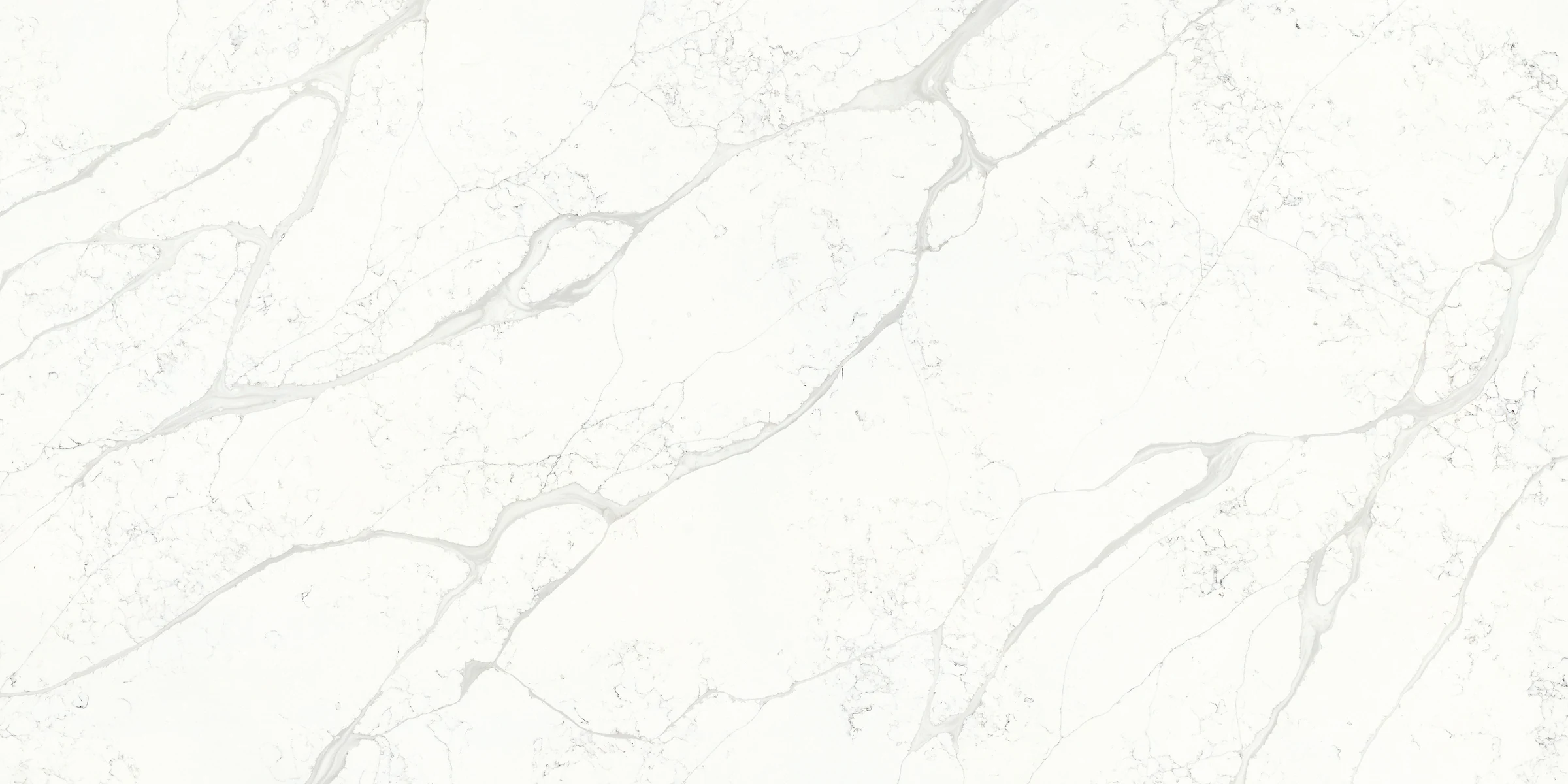 White TSM Quartz slab with soft grey veining